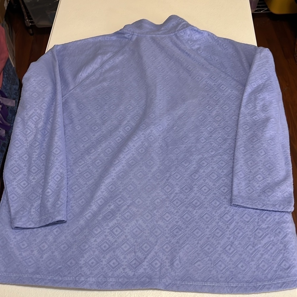 Eddie Bauer Polar Fleece Quarter Zip Embossed Geo Pale Iris NWT Sz XXL - Picture 2 of 9
